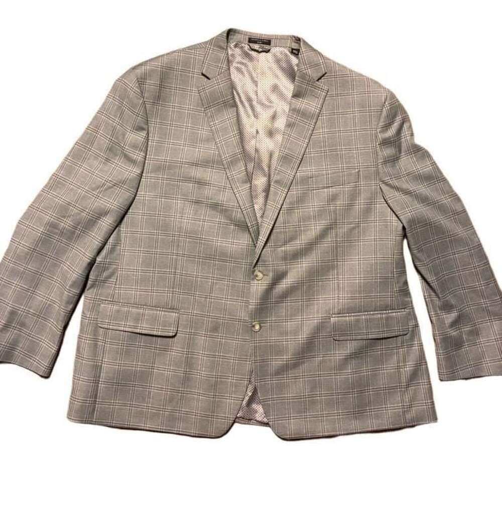 Shaquille O'Neal XLG Grey Plaid Suit Jacket Blazer